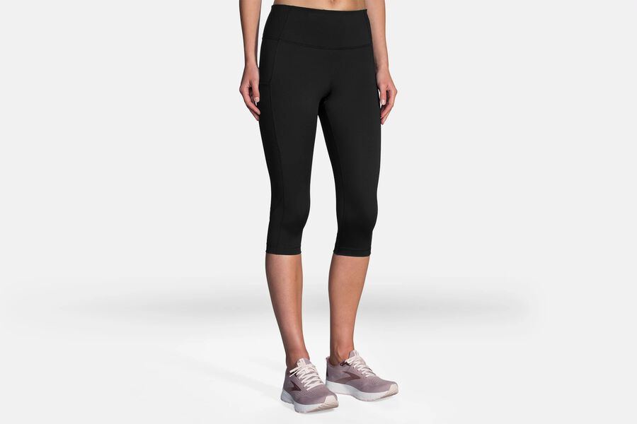 Womens Brooks Method 1/2 Crop Tight Bottoms Black | 974635-VKW